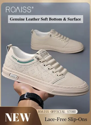 Men Leather Slip On Business Casual Loafers Soft Suede Men Shoes Men Slip Ons without Laces Easy to Wear Lazy Shoes 