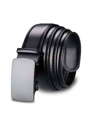 Leather Ratchet Dress Belts with Automatic Buckle Belt Fashion Soft Comfortable and Durable Quality Adjustable Trim to Fit Black 