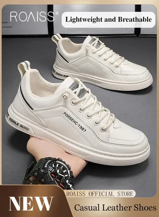 Casual Cortical Loafers Shoes for Men Versatile Slip On Solid Leather Sneakers Breathable and Soft Flat Sports Shoe 