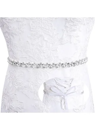 Sparkly Bridal Belt For Womenbling Sash Wedding Dress Beltrhinestone Belts For Dressessilver White 
