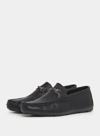 Metal Accent Tape Detail Casual Shoes Loafer 