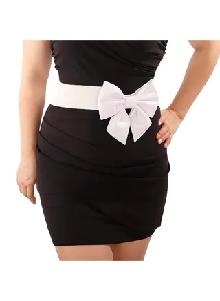 Wide Elastic Belt Women'S Bowknot Belt Ladies Stretchy Bow Belt Fashionable Bowknot Waist Belt Girls Lady Stretch Cinch For Wedding Party Prom (White) 