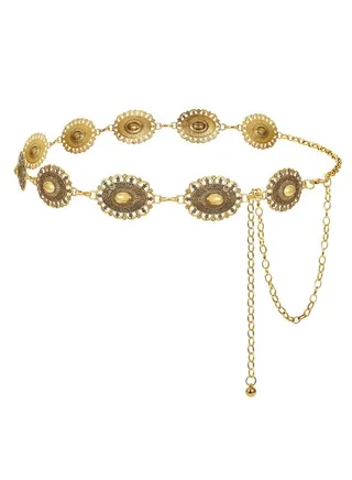 Western Metal Concho Belt For Women Cowgirl Boho Waist Chain Belt For Dresses Jeans Pants Gold 