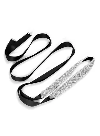 Bridal Belt Rhinestone Wedding Belts For Bride Dress Women Crystal Sash Waistband For Wedding Evening Gown Black 