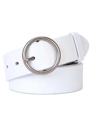 Fashion Women Leather Belt For Dresses Jeans Pants With Classic Round Buckle 