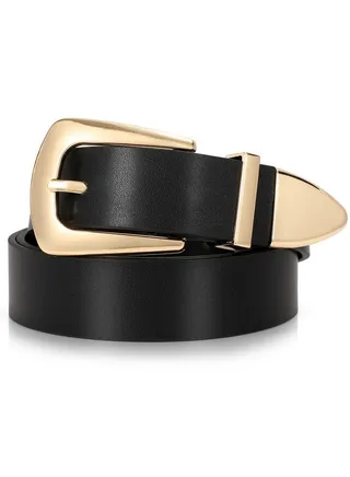 Women'S Leather Belts Vintage Western Belt Metal Tailed Faux Leather Ladies Belts For Jeans Pants 