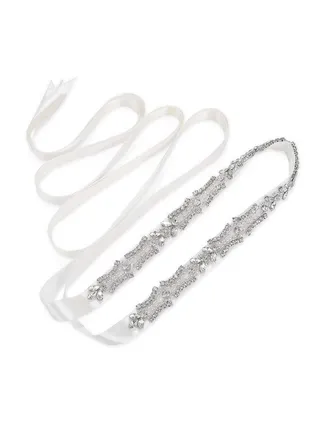 Bridal Belt Rhinestone Wedding Belt Sash Crystal Thin Wedding Belt For Women Dress Belt For Wedding Gown Dress Silver Belt 