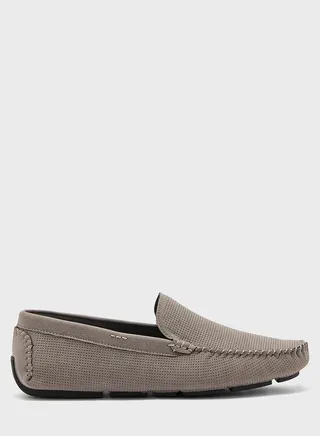 Perforated Suede Loafers