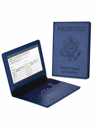 Passport Card Holder, PU Leather Passport Holder with Vaccine Card Slot, Waterproof, Passport Cover Case Protector for Women Men 