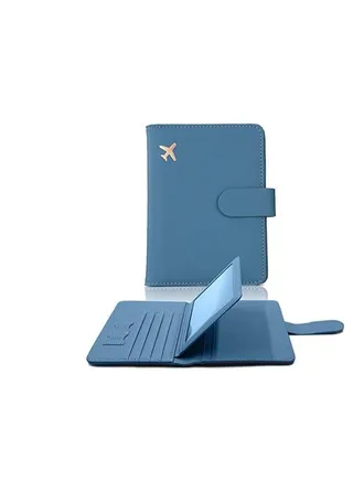 (✈️)Travel Wallet PU Leather Passport Holder Card Slots Passport Cover for Women Men (Blue) 