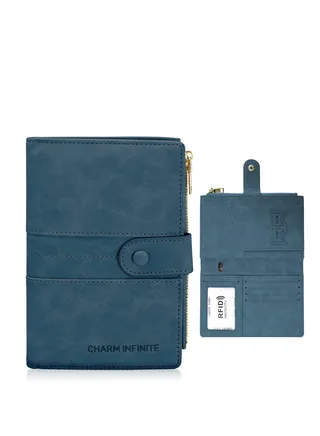 Passport Holder RFID Blocking, Passport Cover Case, PU Leather Travel Wallet for Passport Credit Cards, Bi-fold Large Capacity Travel Card Purse with Zipper 
