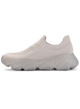 Lightweight slip-on shoes comfortable and durable men's classic & fashion sneakers shoes for men and shoes for women - Retro Daddy shoes (One Pedal) by DUOZOULU - Light Grey 