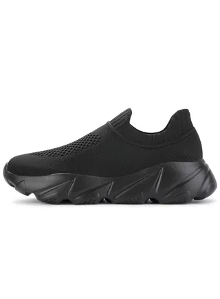 Lightweight slip-on shoes comfortable and durable men's classic & fashion sneakers shoes for men and shoes for women - Retro Daddy shoes (One Pedal) by DUOZOULU - Black 