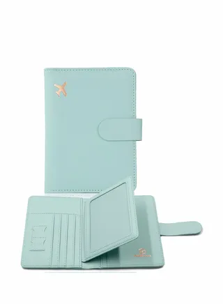 Passport Holder, Card Slots, Creative Aircraft Certificate Storage Bag, Cute Passport Cover for Women and Men, Waterproof Rfid Blocking Travel Wallet (Aqua green) 