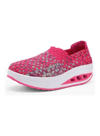 Korean Fashion Breathable Slip-Ons Pink/Grey 