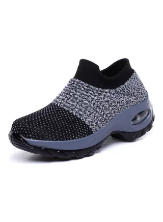 Round Toe Basic Slip Ons Grey/Black 