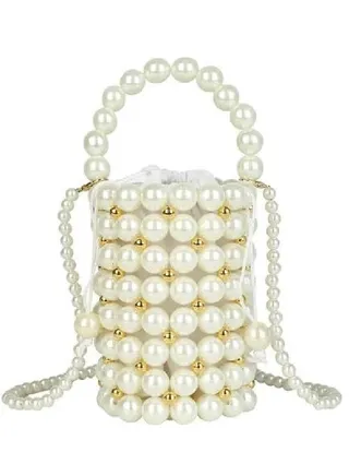 White hand embroidered women's handbag 