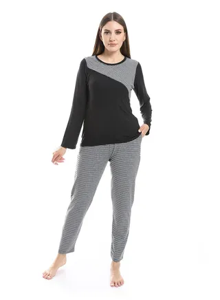 Women Pajama Set With Pants And Long Sleeves 