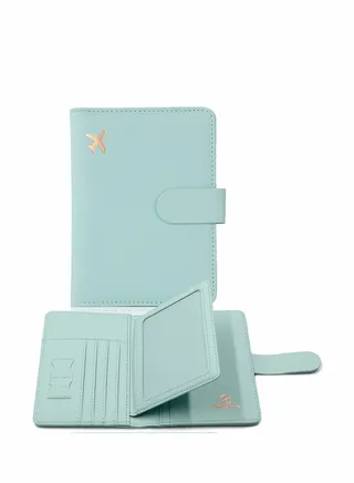 Passport Holder, Card Slots, Creative Aircraft Certificate Storage Bag,  Passport Cover for Women and Men, Waterproof Rfid Blocking Travel Wallet (Aqua green) 