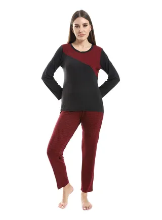 Women Pajama Set With Pants And Long Sleeves 