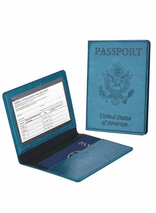 Passport Card Holder, PU Leather Holder with Vaccine Slot, Waterproof, Cover Case Protector 