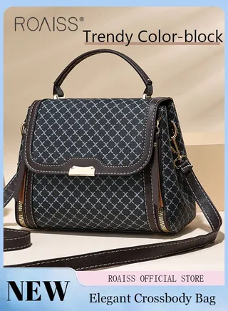 Shoulder Tote Bags for Women Top Handle Satchel Ladies Fashion Office Casual Handbags Large Capacity PU Material Stylish Grid Decoration 