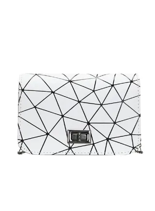 New Lattice Diagonal Crossbody Bag White/Black 