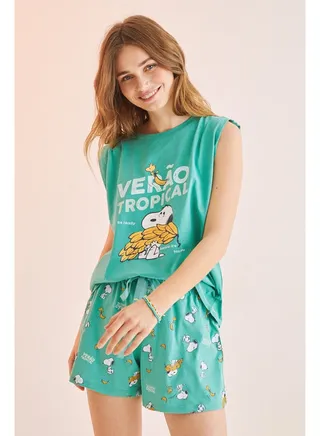 Short pajamas with straps Snoopy watermelons 