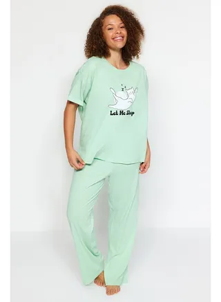 Mint Printed Knitted Pajamas Set TBBAW24AI00003 