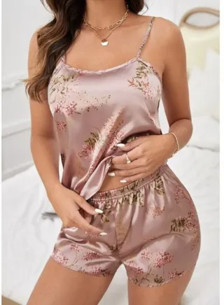 Floral Print Satin PJ Set 