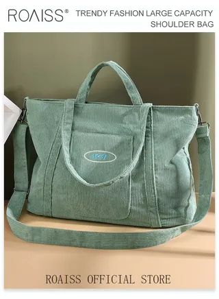 Women's Canvas Bag Large Capacity One Shoulder Messenger Tote Bag Casual Solid Color Versatile Work Commuting 