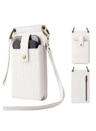 New Ladies Multifunctional Crossbody Vertical Mini Shoulder Bag/Mobile Phone Bag White 