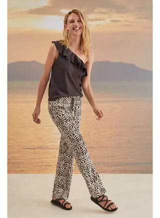Geometric print long trousers 