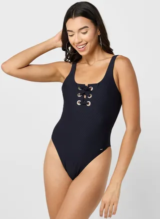 Tie Detail Square Neck Swimsuit