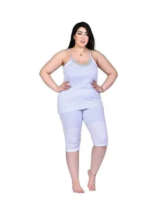 Casual Strapped Sweetheart Neck Pyjama Set Baby Blue 