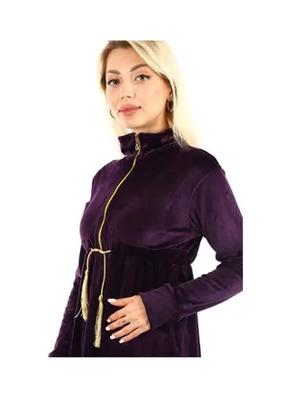 Women Velvet Long Sleeve Pe Jama Set Purple 