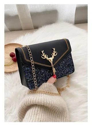 Fashion Women's Small Square Bag Sequin Shoulder Bag Messenger Women's Bag 