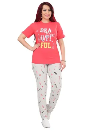 Women's summer cotton thong pajamas - half sleeves - high quality materials and a wide and elegant cut 