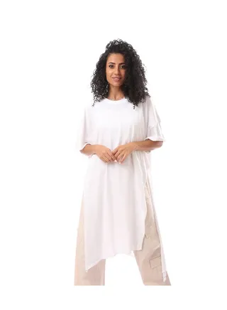 Over Size Knit Top  - White 