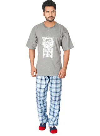 Premium Grey Sleepwear Set for Men, Ultimate Comfort and Style for Relaxation and Restful Nights 