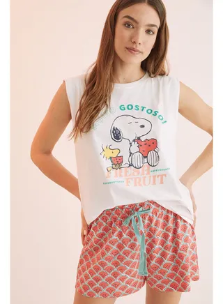 Short pajamas with straps Snoopy watermelons 