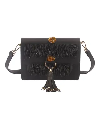 Elegant Stylish Crossbody Bag Black/Gold 