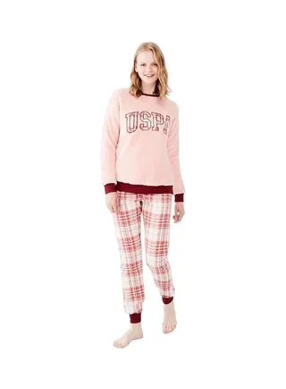 Women's Salmon Round Collar Pajama Set from us-polo 