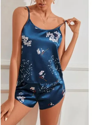 Floral Print Satin PJ Set 