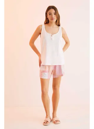 Short pajamas with patchwork straps 
