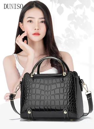 Leather Handbag for Women Retro Crocodile Print Purse Tote Bags Ladies Dinner Party Top Handle Crossbody Shoulder Bag 