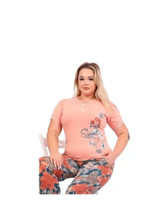 Women's pajamas, Simone T-shirt and multi-colored pants 