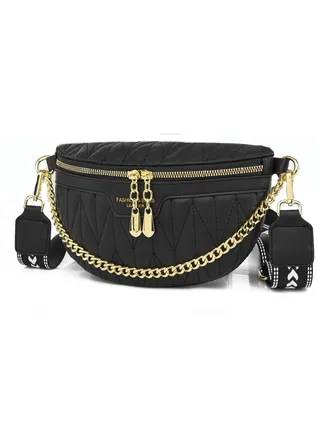 Crossbody Bags for Women Trendy PU Leather Anti Theft Sling Purse Waist Packs with Zipper Double Shoulder Straps Practical and Stylish Wear-resistant Waterproof and Scratch-proof 