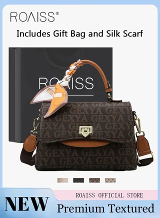 Premium Textured Satchel Handbag for Women Exquisite Elegant Ladies Shoulder Crossbody Bags with Silk Scarf and Gift Bag Gifts for Mom Wife Bridal Suitable For Leisure Birthday Gift or Ramadan 