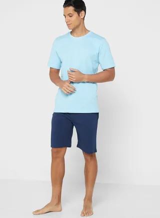 Contrast Collar Nightwear Set 